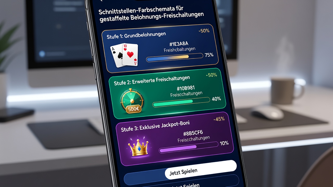 Beispiel einer gestaffelten Farbskala in deutscher Mobile-Jackpot-App mit VIP-Belohnungen