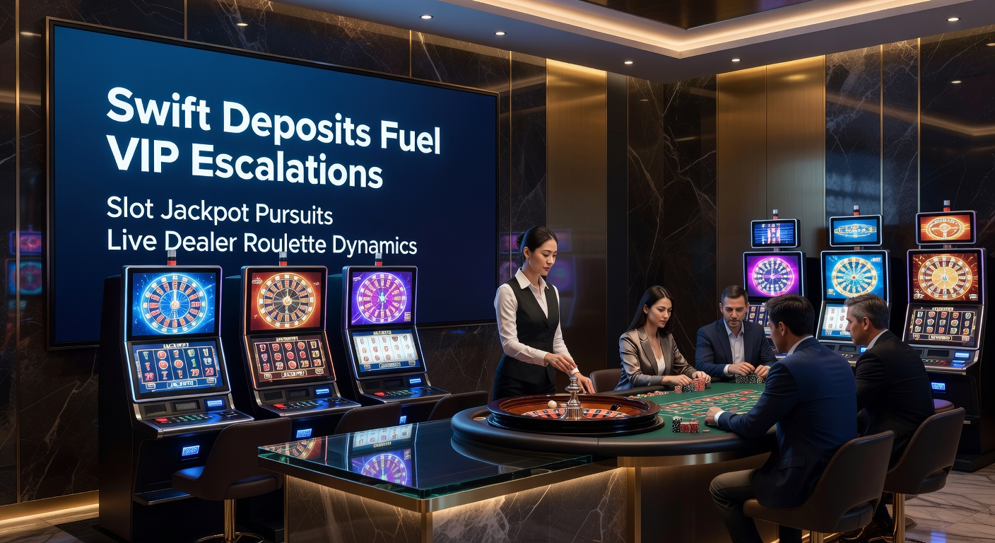 Grafik zeigt dynamische Slot-Jackpots und schnelle Transaktionen in einem VIP-Casino-Umfeld